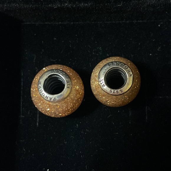 Authentic Pandora set of 2 rose gold enamel glitter sterling silver charms 💖 - Picture 3 of 3